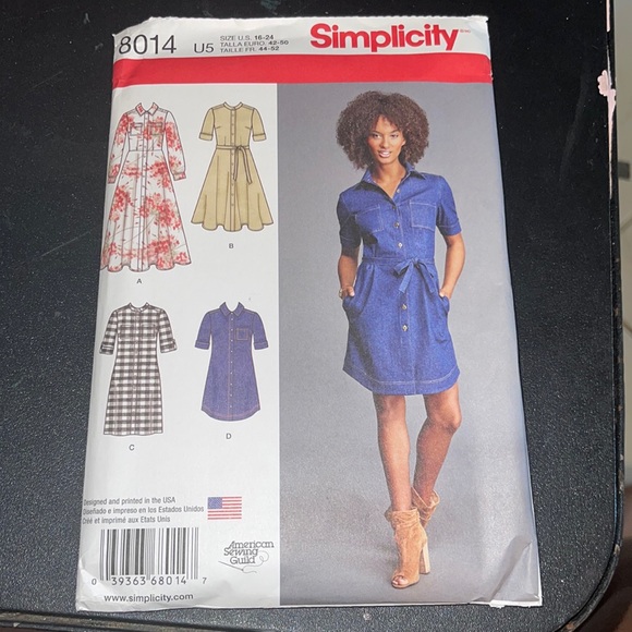 Simplicity shirt dresses with length variations. Sizes 16-24 - Picture 1 of 4